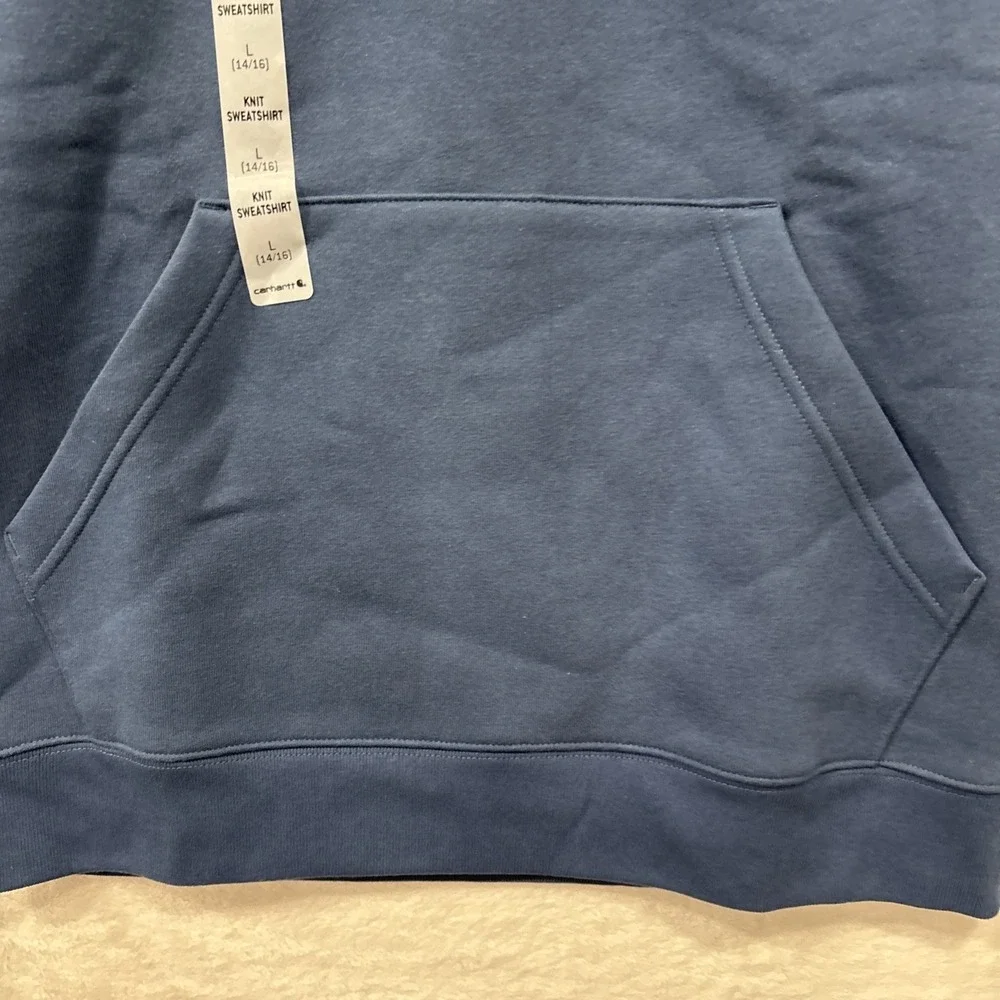carhartt pullover sweatshirt, Youth Large, Steel Blue With Graphic Logo